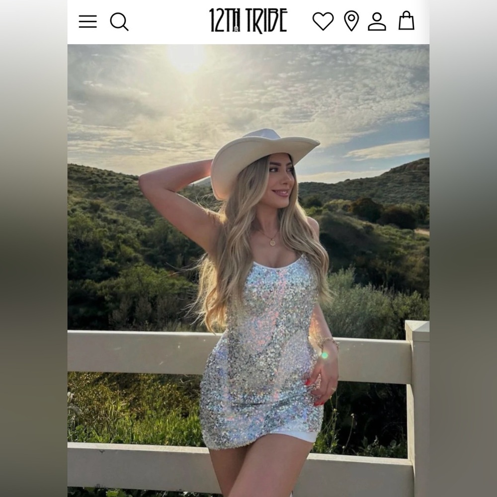 12th Tribe Silver Sequin Mini Dress